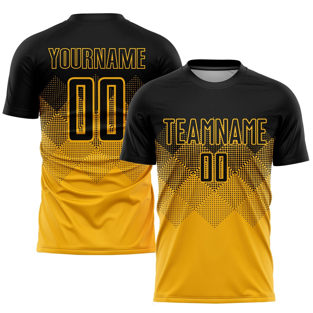 Custom Gold Black Sublimation Soccer Uniform Jersey photo 1