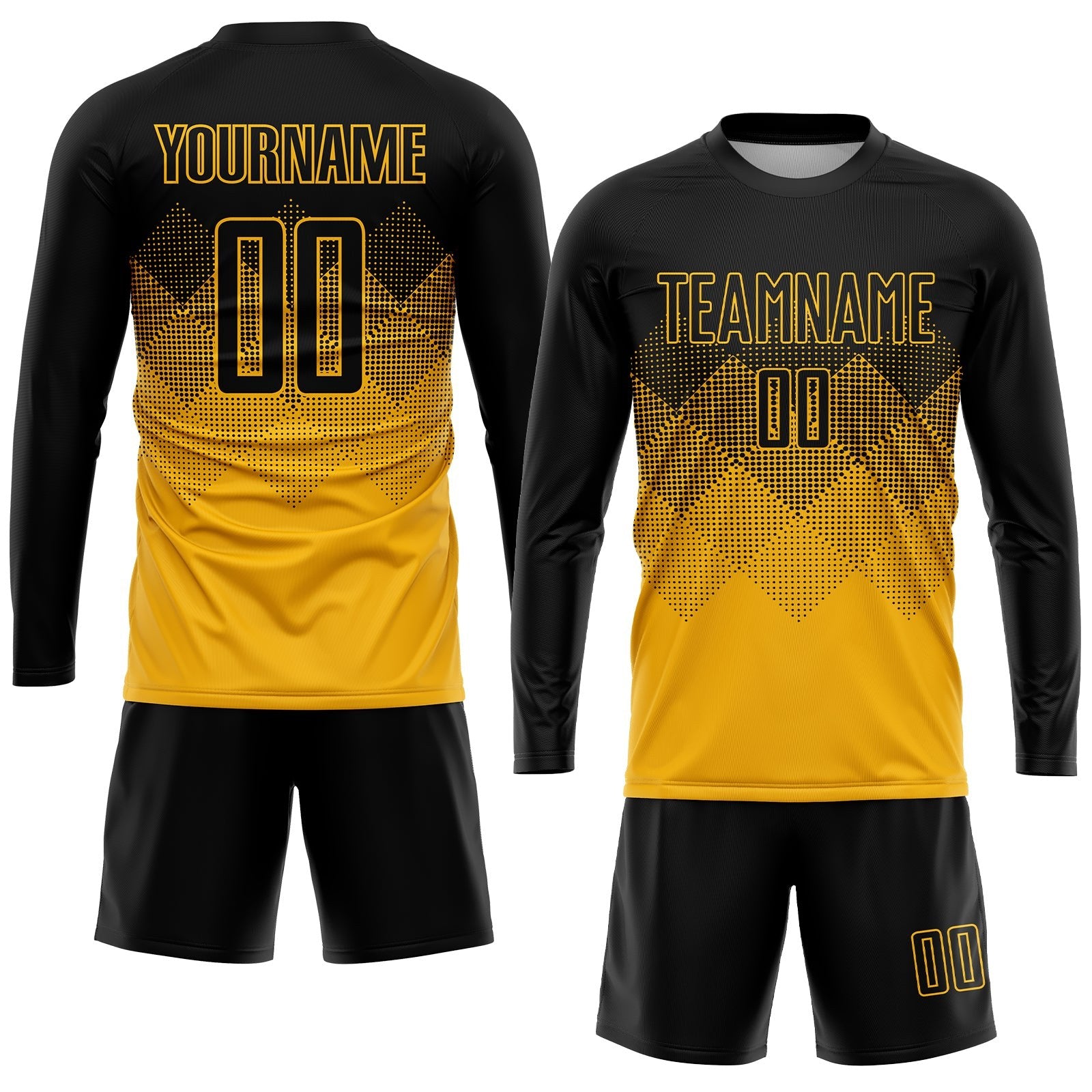Custom Gold Black Sublimation Soccer Uniform Jersey photo 4