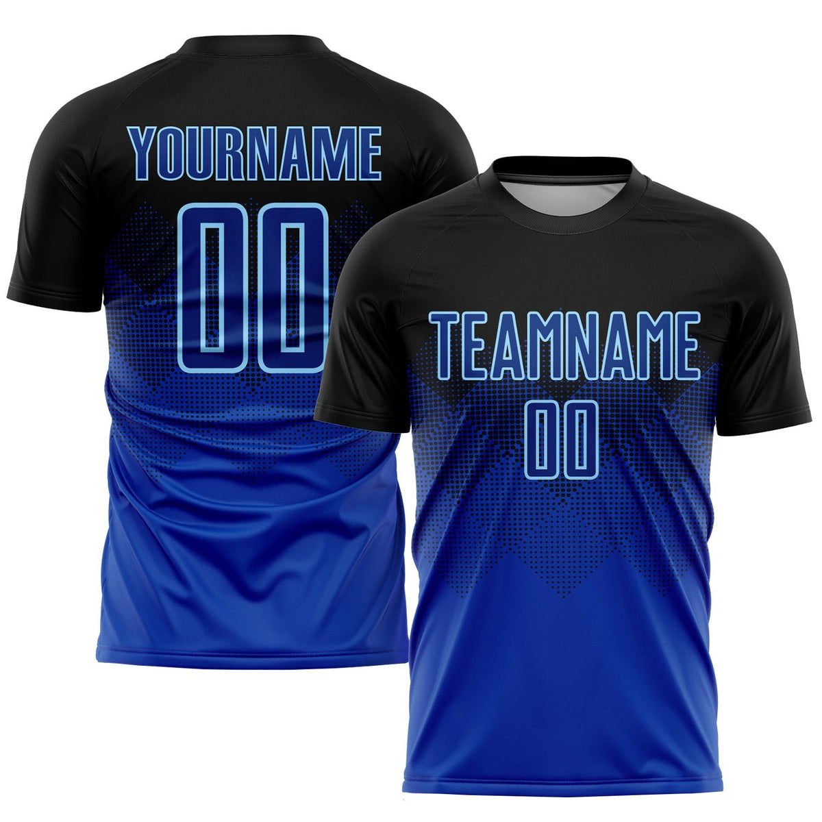 Custom Black Royal-Light Blue Sublimation Soccer Uniform Jersey photo 1