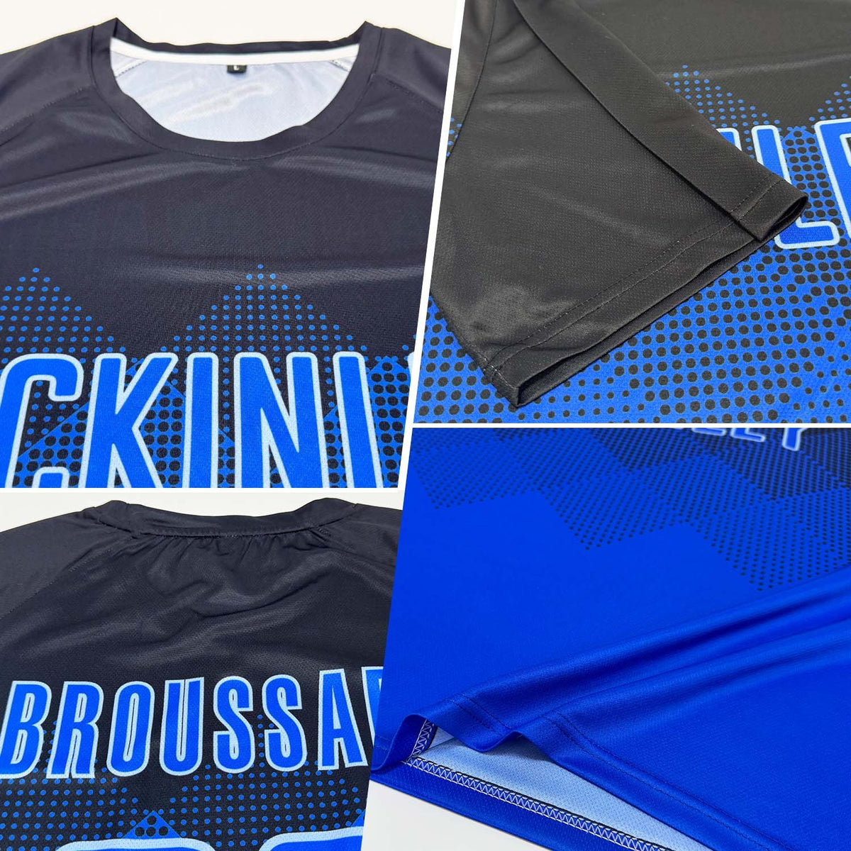 Custom Black Royal-Light Blue Sublimation Soccer Uniform Jersey photo 3
