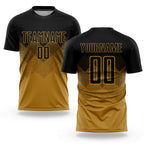 Custom Old Gold Black Sublimation Soccer Uniform Jersey