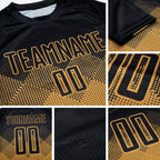 Custom Old Gold Black Sublimation Soccer Uniform Jersey detail