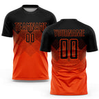 Custom Orange Black Gradient Square Shape Sublimation Soccer Uniform Jersey