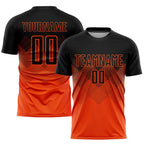 Custom Orange Black Gradient Square Shape Sublimation Soccer Uniform Jersey photo 1