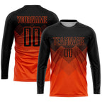 Custom Orange Black Gradient Square Shape Sublimation Soccer Uniform Jersey photo 3