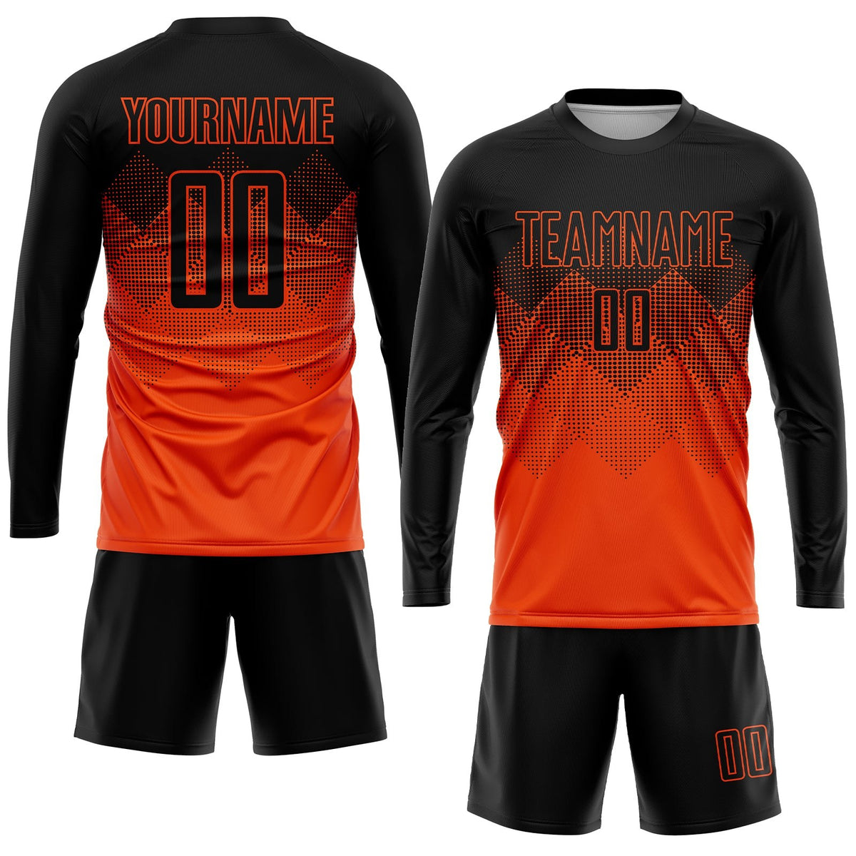 Custom Orange Black Gradient Square Shape Sublimation Soccer Uniform Jersey photo 4