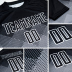 Custom Light Gray Black-White Sublimation Soccer Uniform Jersey detail