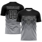 Custom Light Gray Black-White Sublimation Soccer Uniform Jersey photo 1