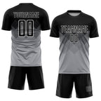 Custom Light Gray Black-White Sublimation Soccer Uniform Jersey photo 2