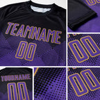 Custom Black Purple-Old Gold Sublimation Soccer Uniform Jersey detail