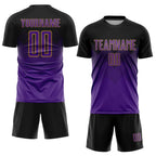 Custom Black Purple-Old Gold Sublimation Soccer Uniform Jersey photo 2