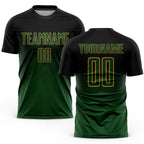 Custom Black Green-Old Gold Sublimation Soccer Uniform Jersey