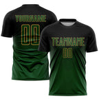 Custom Black Green-Old Gold Sublimation Soccer Uniform Jersey photo 1