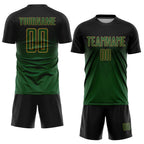 Custom Black Green-Old Gold Sublimation Soccer Uniform Jersey photo 2