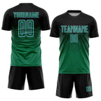 Custom Black Kelly Green-Light Blue Sublimation Soccer Uniform Jersey photo 2
