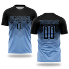 Custom Light Blue Black Sublimation Soccer Uniform Jersey