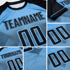 Custom Light Blue Black Sublimation Soccer Uniform Jersey detail