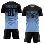 Custom Light Blue Black Sublimation Soccer Uniform Jersey photo 2