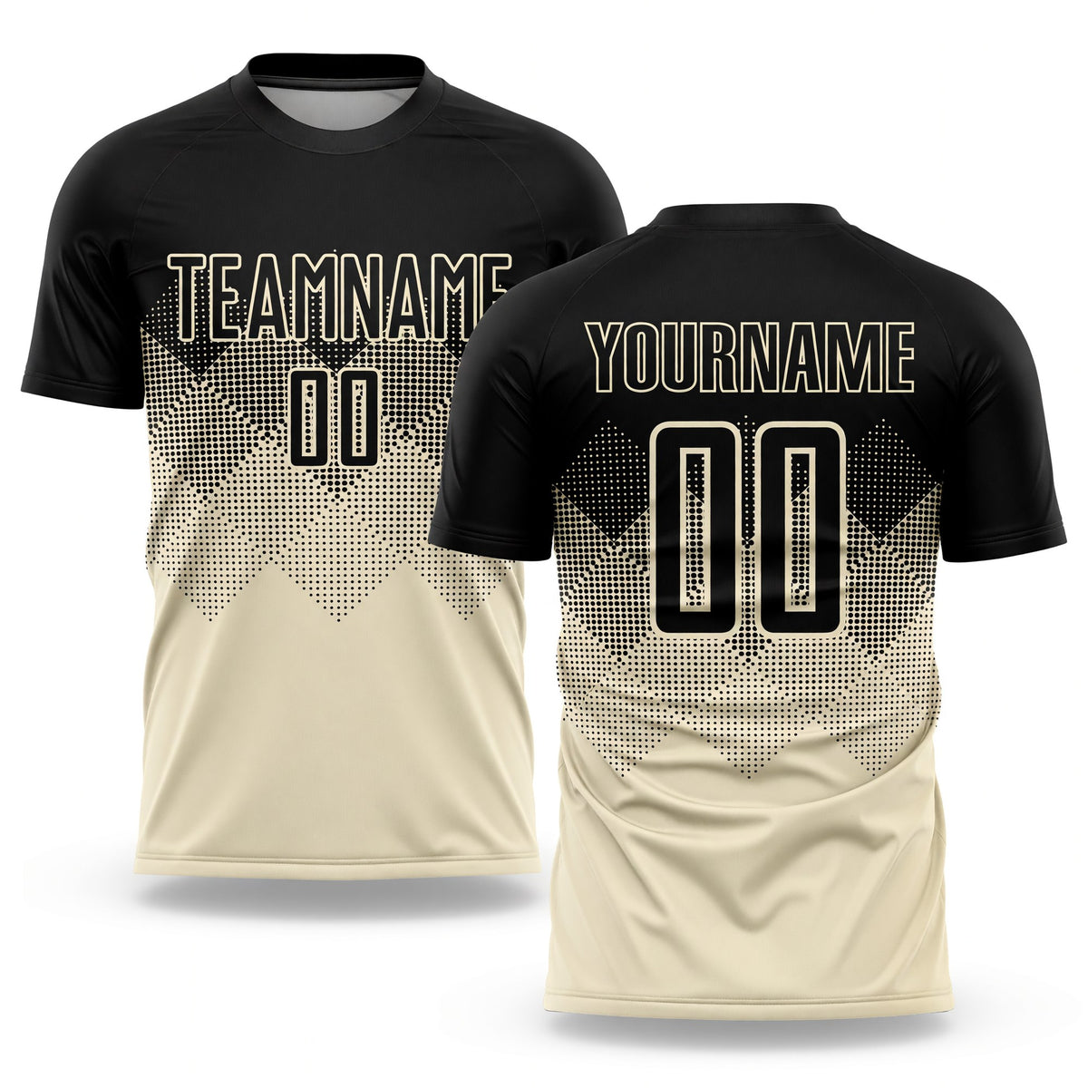 Custom Cream Black Sublimation Soccer Uniform Jersey