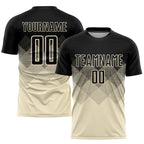 Custom Cream Black Sublimation Soccer Uniform Jersey photo 1
