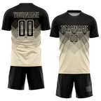 Custom Cream Black Sublimation Soccer Uniform Jersey photo 2