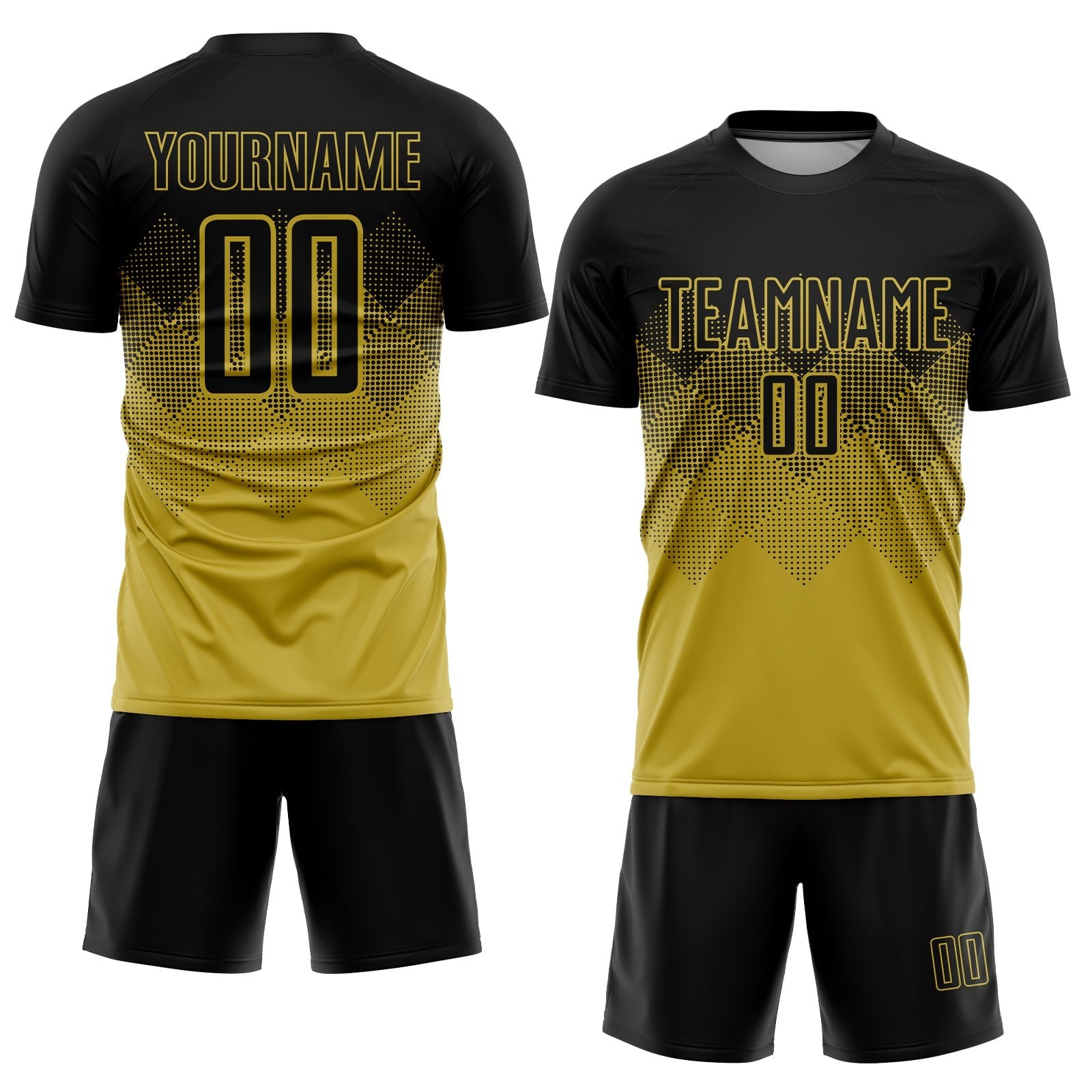 Custom Old Gold Black Sublimation Soccer Uniform Jersey photo 2