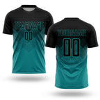 Custom Teal Black Sublimation Soccer Uniform Jersey