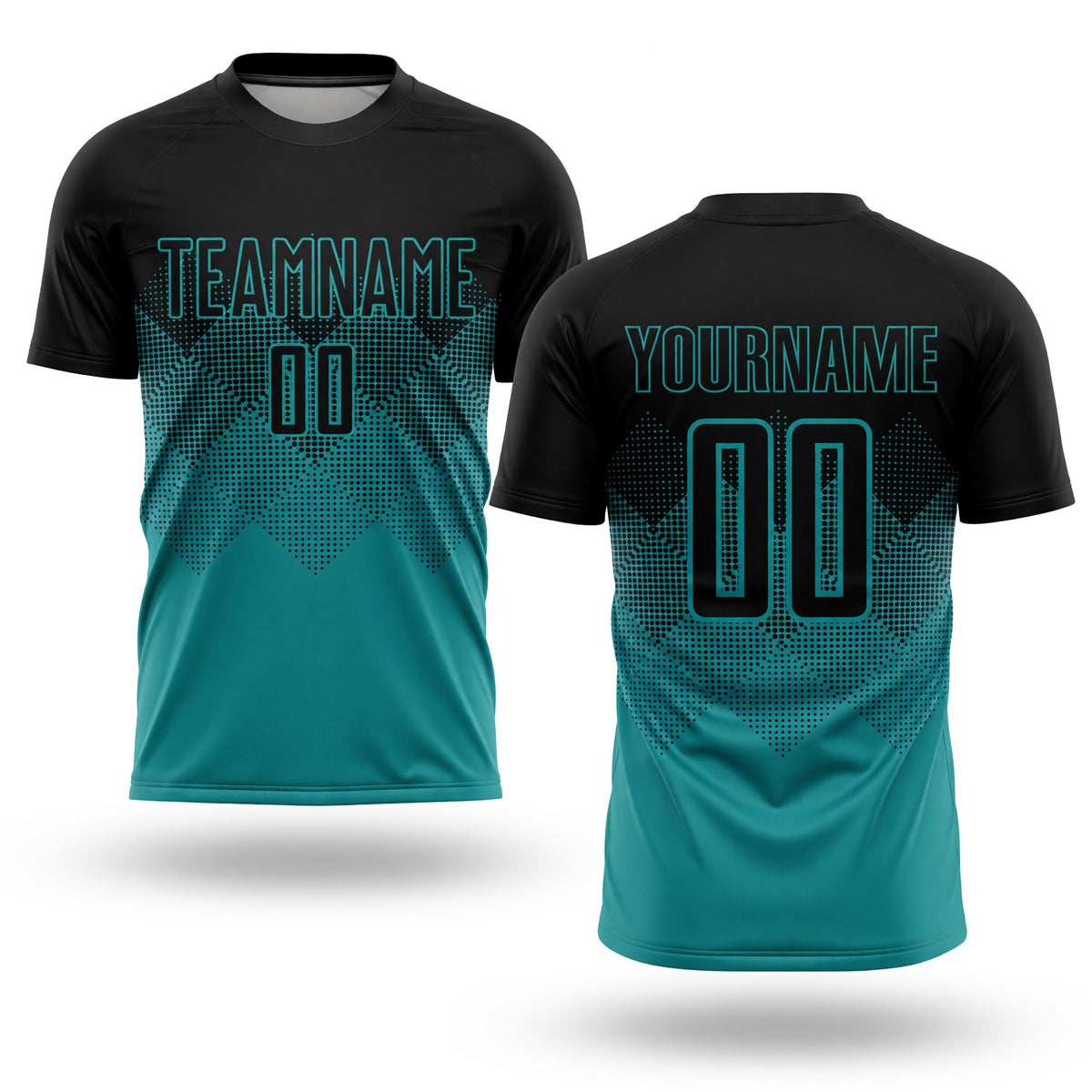 Custom Teal Black Sublimation Soccer Uniform Jersey