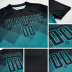 Custom Teal Black Sublimation Soccer Uniform Jersey detail