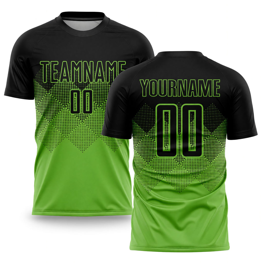 Custom Neon Green Black Sublimation Soccer Uniform Jersey