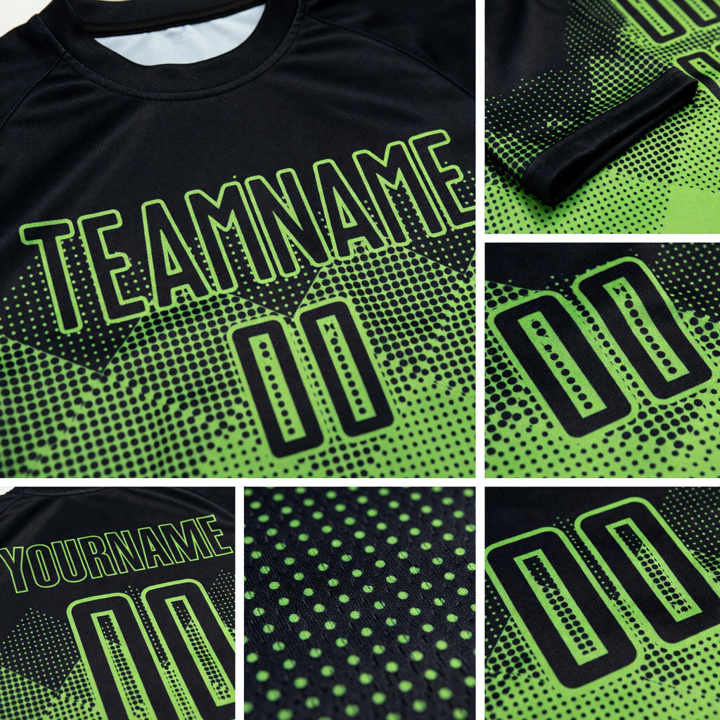 Custom Neon Green Black Sublimation Soccer Uniform Jersey detail