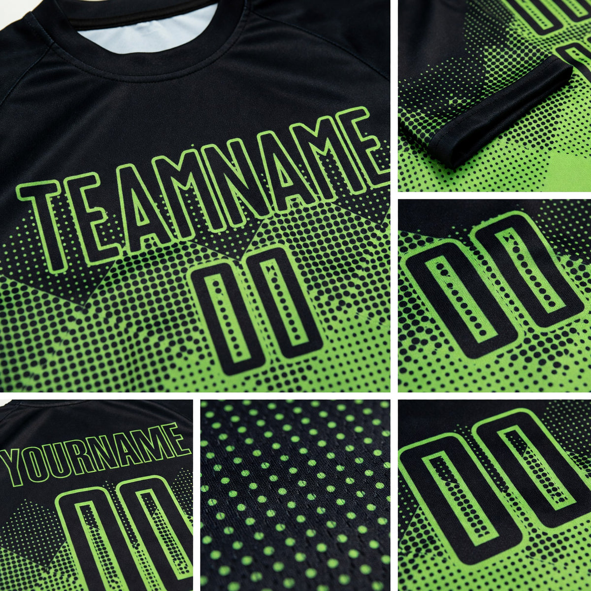 Custom Neon Green Black Sublimation Soccer Uniform Jersey detail