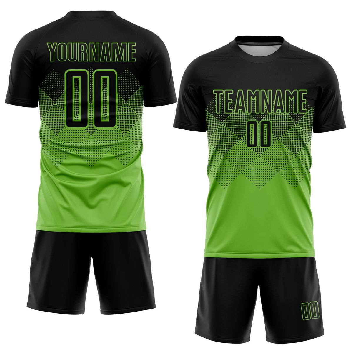 Custom Neon Green Black Sublimation Soccer Uniform Jersey photo 2