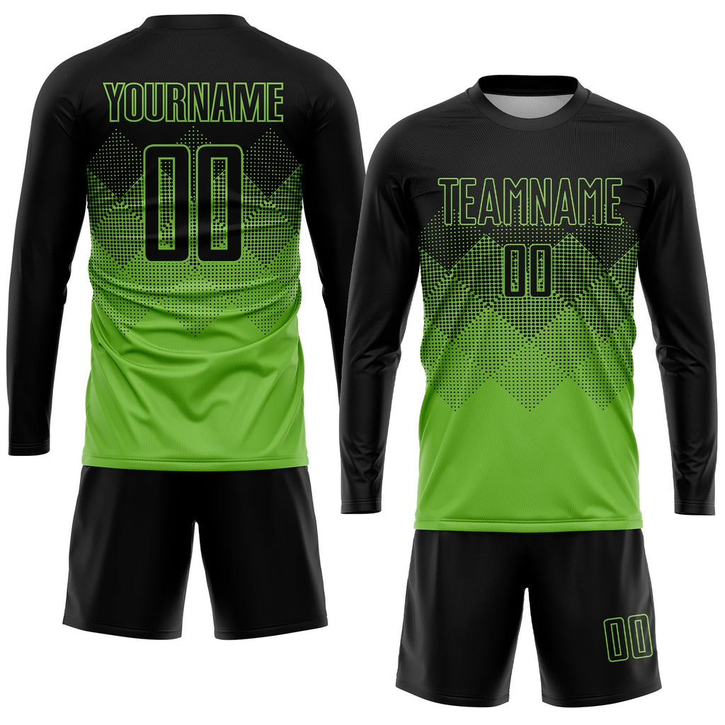 Custom Neon Green Black Sublimation Soccer Uniform Jersey photo 4