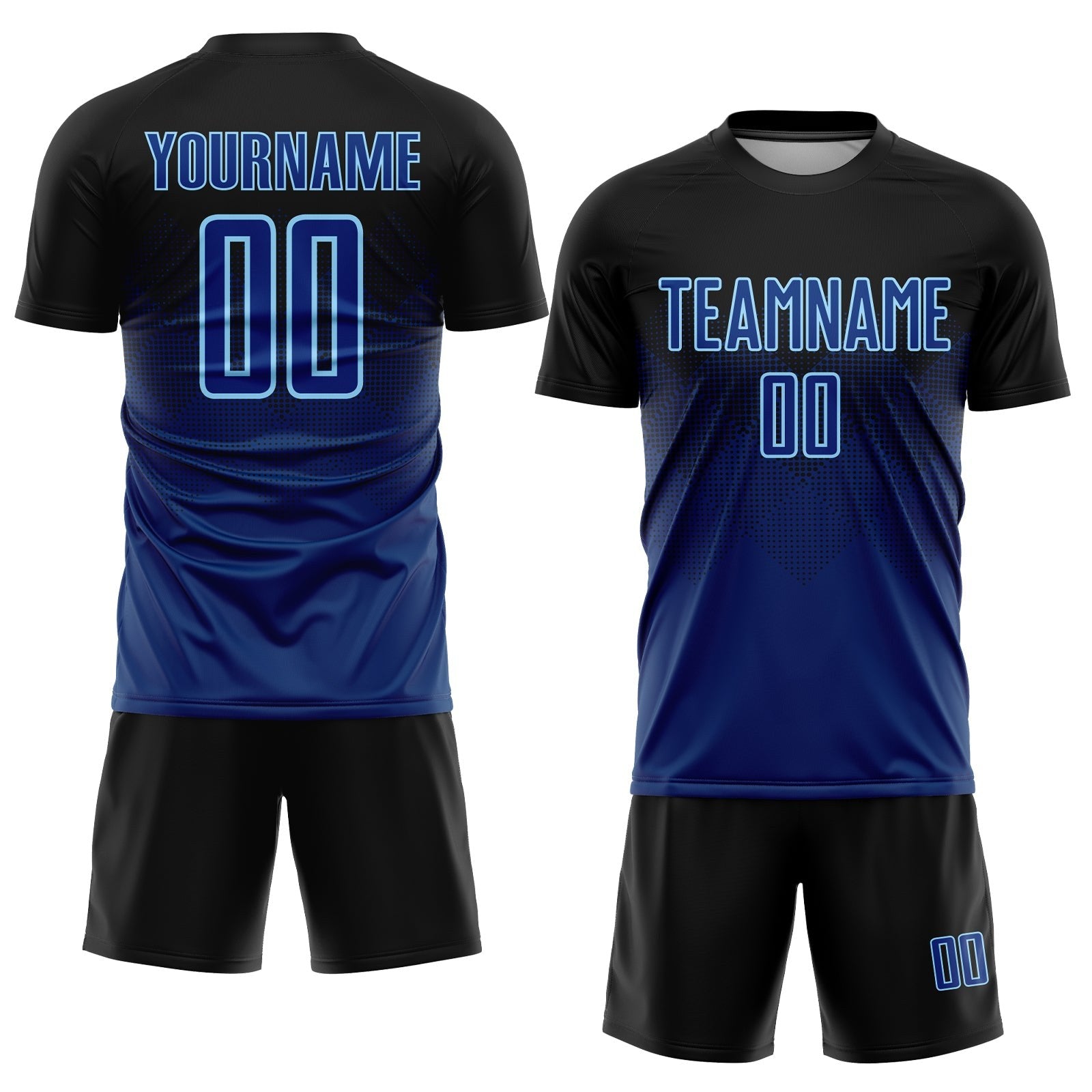 Custom Black US Navy Blue-Light Blue Sublimation Soccer Uniform Jersey photo 2