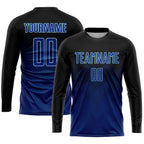 Custom Black US Navy Blue-Light Blue Sublimation Soccer Uniform Jersey photo 3