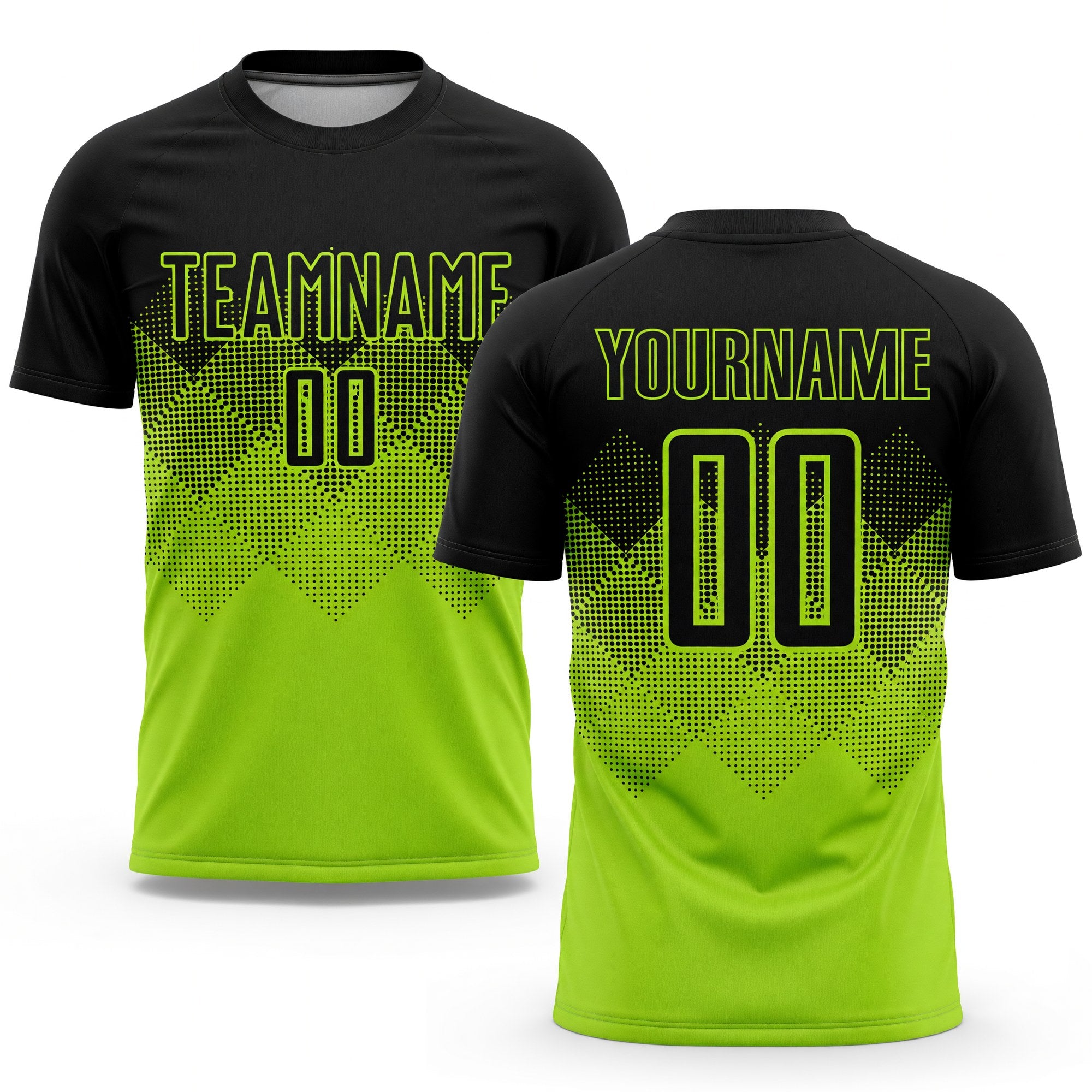 Custom Neon Green Black Sublimation Soccer Uniform Jersey