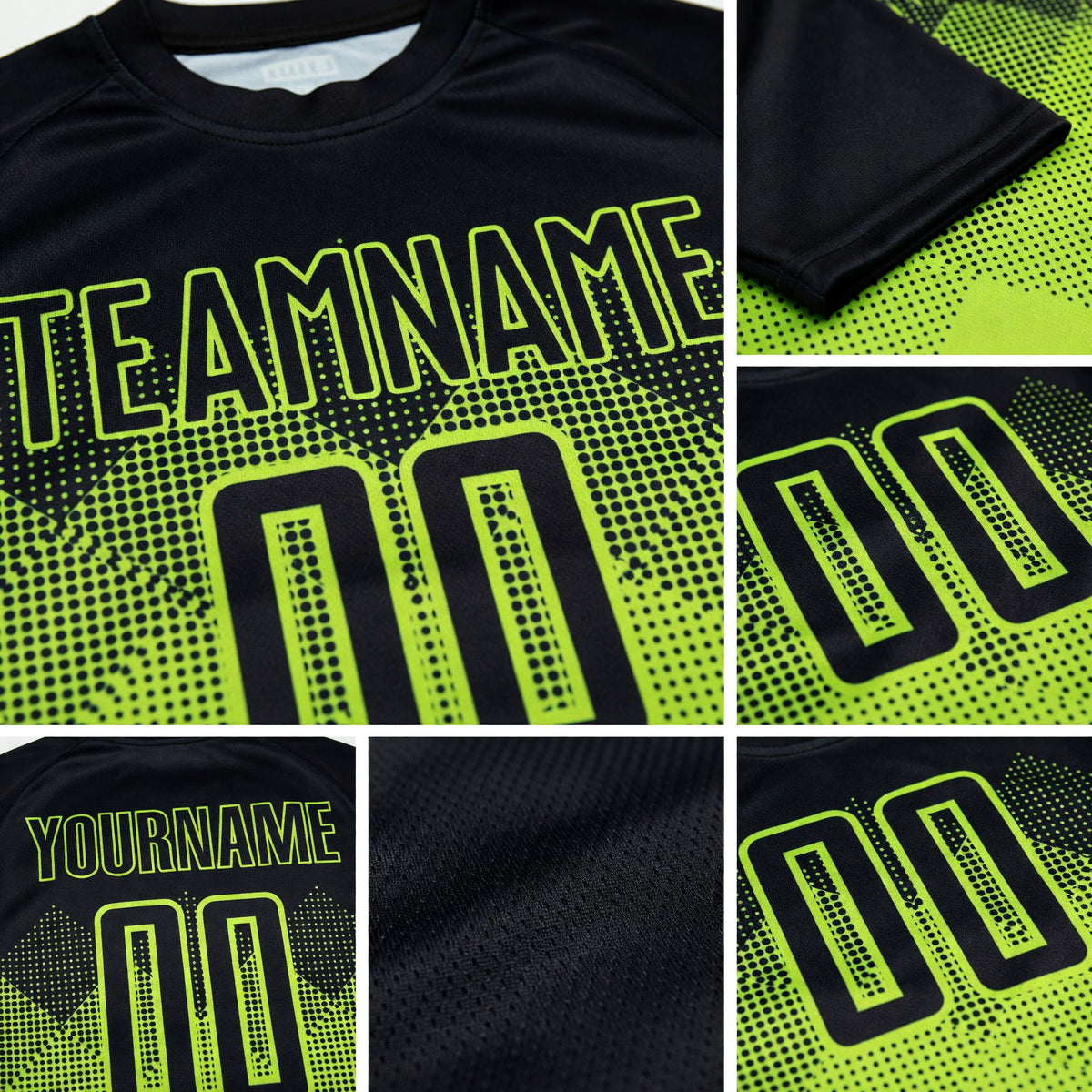 Custom Neon Green Black Sublimation Soccer Uniform Jersey detail