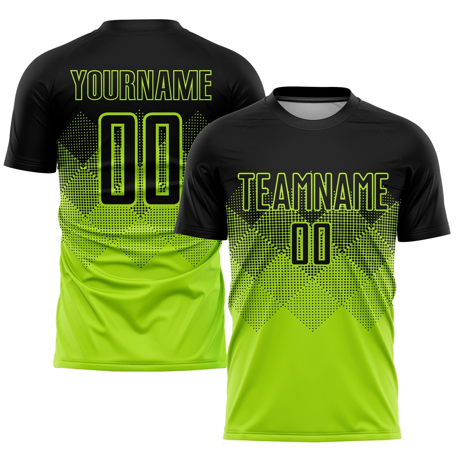 Custom Neon Green Black Sublimation Soccer Uniform Jersey photo 1