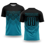 Custom Teal Black Sublimation Soccer Uniform Jersey