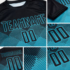 Custom Teal Black Sublimation Soccer Uniform Jersey detail