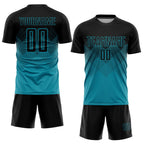 Custom Teal Black Sublimation Soccer Uniform Jersey photo 2
