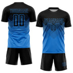 Custom Powder Blue Black Sublimation Soccer Uniform Jersey photo 2
