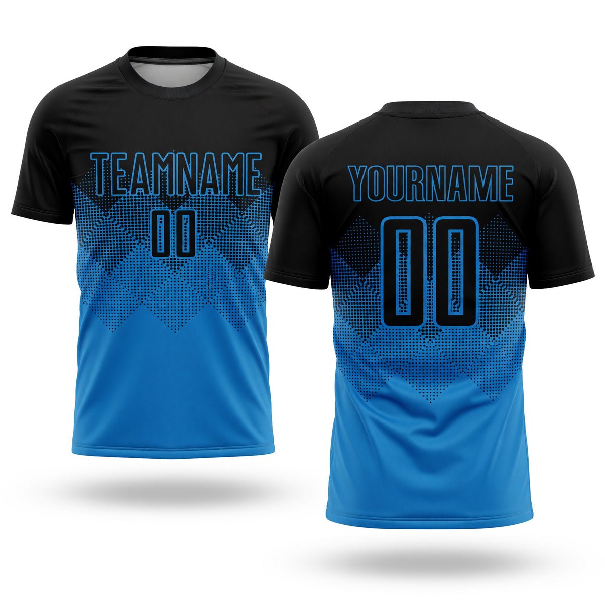 Custom Blue Black Sublimation Soccer Uniform Jersey
