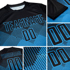 Custom Blue Black Sublimation Soccer Uniform Jersey detail