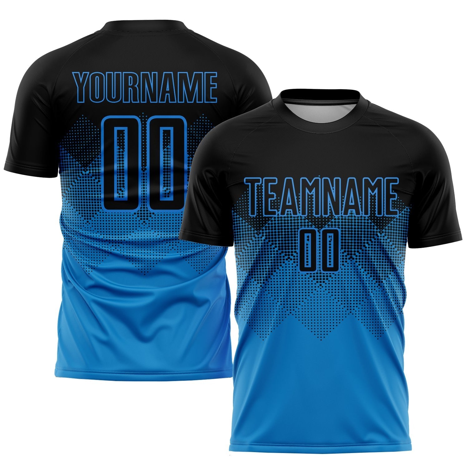 Custom Blue Black Sublimation Soccer Uniform Jersey photo 1