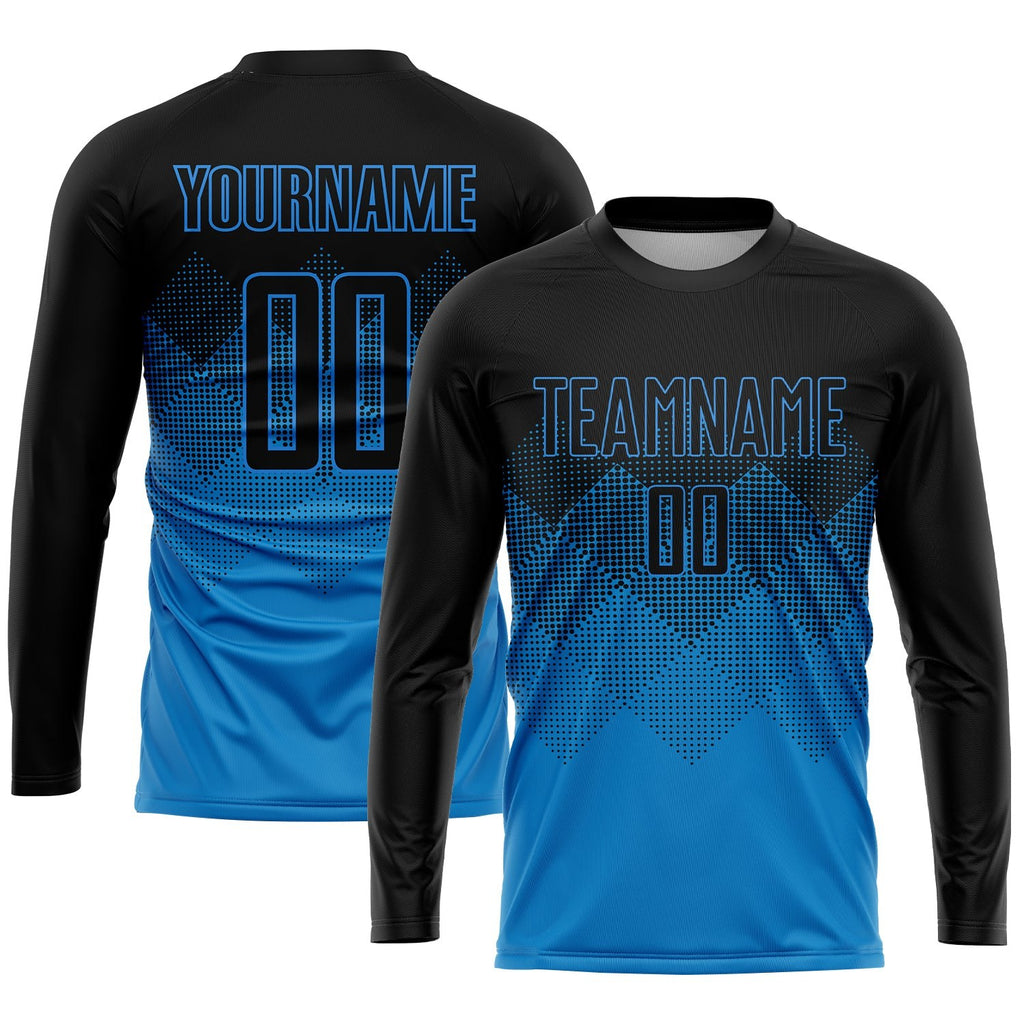 Custom Blue Black Sublimation Soccer Uniform Jersey photo 3