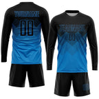 Custom Blue Black Sublimation Soccer Uniform Jersey photo 4