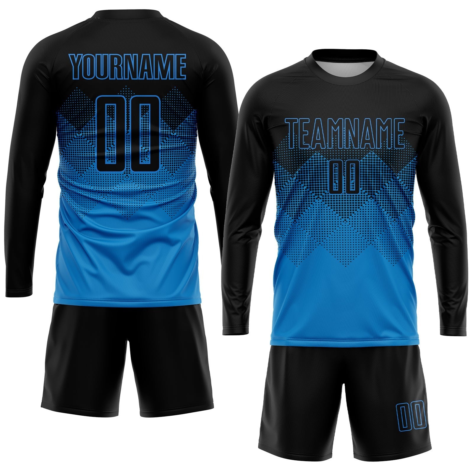 Custom Blue Black Sublimation Soccer Uniform Jersey photo 4