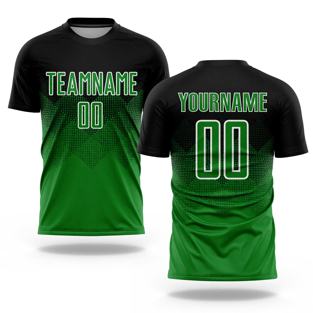 Custom Black Grass Green-White Sublimation Soccer Uniform Jersey
